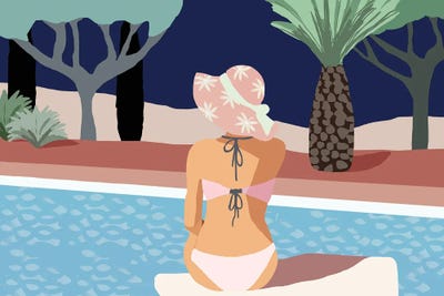 choose your size. Bikini Girl in Pool Home Decor Canvas Print